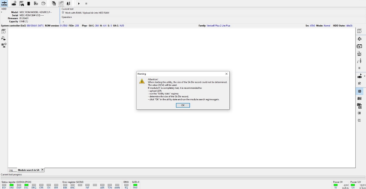 Datenrettung Firmware Fehlermeldung bei Initialisierung