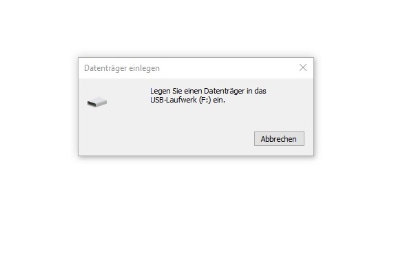 usb-festplatte wird nicht erkannt, fehlermeldung: bitte datenträger einlegen
